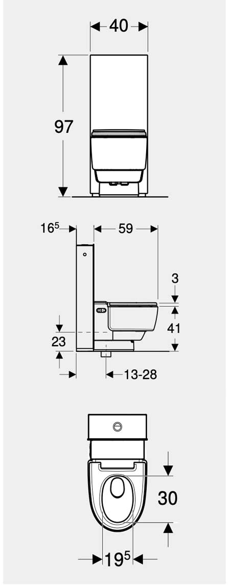 Geberit Aquaclean Care wash & dry toilet | dimensions