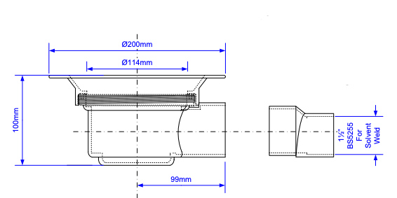 McAlpine TSG52-T150SS side elevation technical drawings