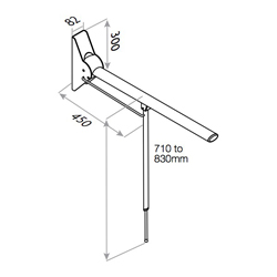 The ROPOX Wave Support Arm with Support leg is 90cm long and can support up to 135kg