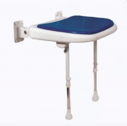 Wall Mounted Fold Up Padded Shower Seat with Support Legs - Blue - 4000 Series - 04070P