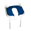 Wall Mounted Fold Up Horseshoe Padded Shower Seat with Support Legs - Blue 04100P