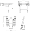 Wall Mounted Fold Up Horseshoe Padded Shower Seat with Support Legs - Grey