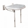 Wall Mounted Fold Up Padded Shower Seat with Support Legs - Grey - 4000 Series - 04270P