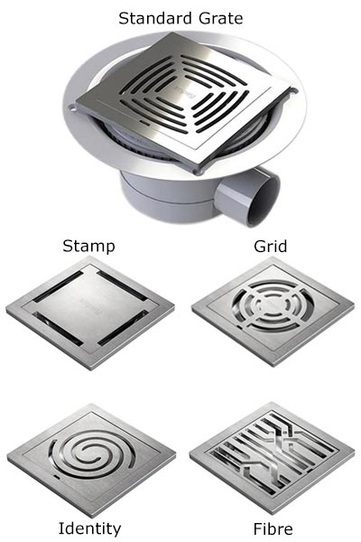 Impey Aqua Dec Floor former Stainless Grate options. 5 Choices available