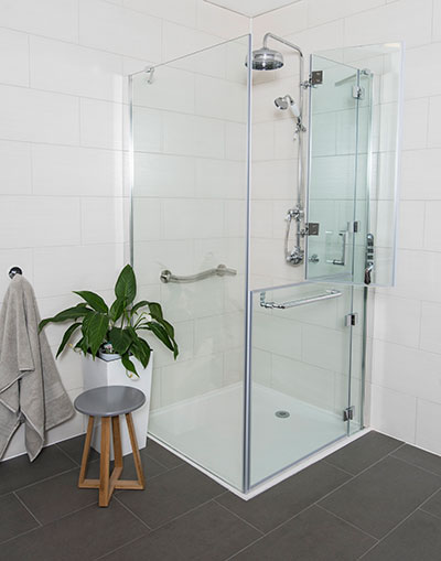 Contour Showers Opulence range of glass shower screens for disabled ease of showering