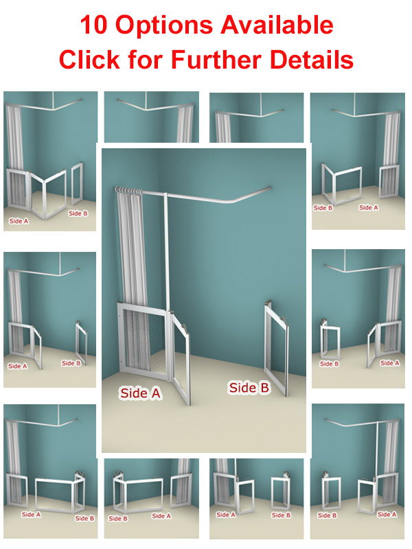 AKW Made to Order Corner Access with Fixed Panel Half Height Shower Doors