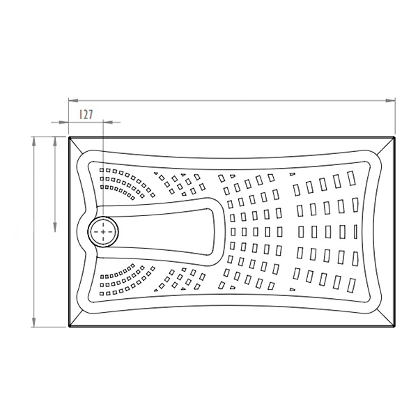 The Impey Radiate Shower Tray solves the problem of fitting shower trays on unbreachable floors. The waste is located in the middle of the width of the Radiate Tray and 127mm from one end.