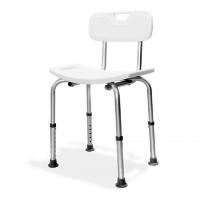 Aluminium Freestanding Shower Seat with Back Support - White