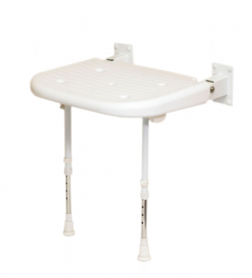 Wall Mounted Fold Up Padded Shower Seat with Support Legs - Blue - 4000 Series - 04070P