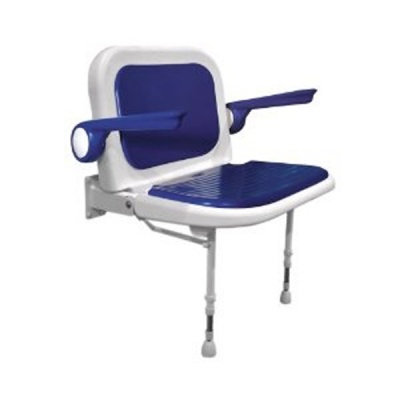 AKW Bariatric Extra Wide Shower Seat with Back and Arms - Blue