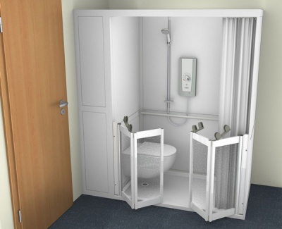 Contour Full Cubicle Shower Enclosure Option 4 - WC and Twin Bi-Folding doors