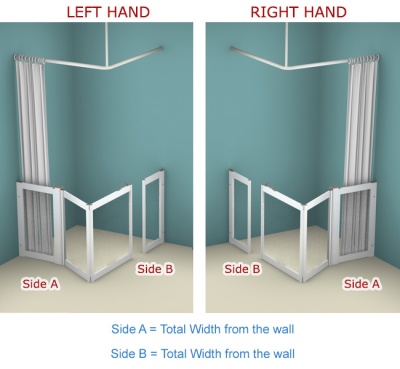 Contour Corner Access with Fixed Panel WF6| Luxe Silver | Half Height Shower Doors Screens