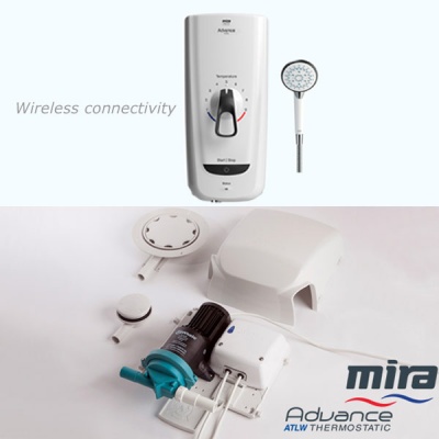 Mira Advance Flex Extra Electric Shower and Whale Instant Match Shower pump