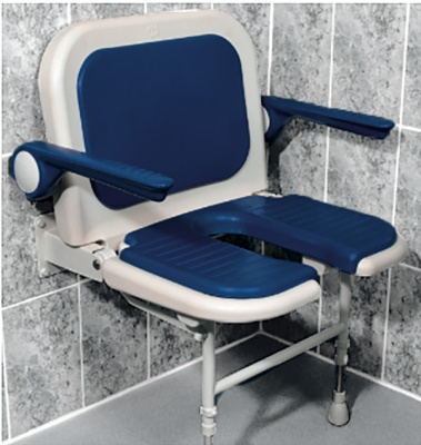 AKW Bariatric Extra Wide Horseshoe Seat with Back and Arms - Blue