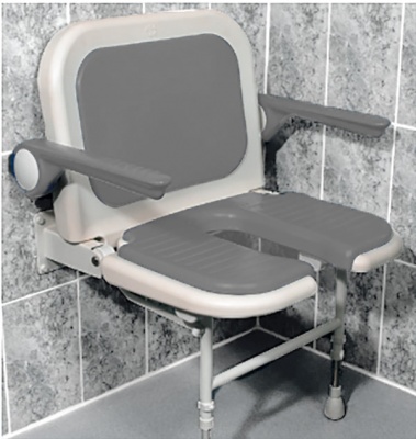 AKW Bariatric Extra Wide Horseshoe Seat with Back and Arms - Grey