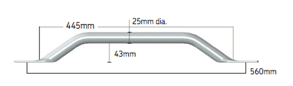 The 1200 Series - Flat End Stainless Steel Grab Rails are suitable for both internal and external usage. They are 25mm in diameter with 43mm hand to wall clearance