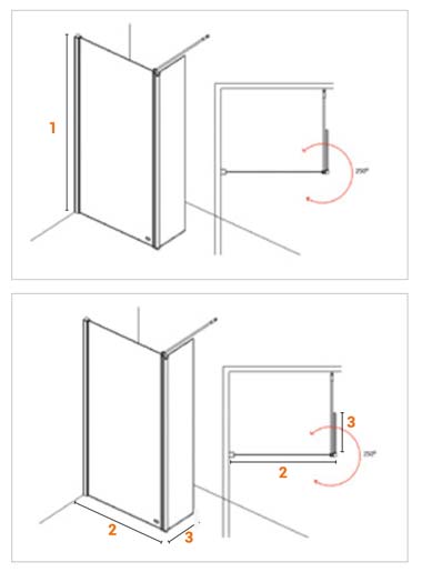 AKW Level Best shower screen with deflector panel with a black frame.