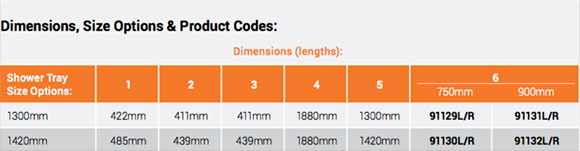 AKW-Option-U Half Height Shower Door Dimensions