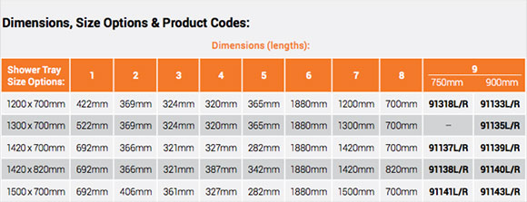 AKW-Option-X Half Height Shower Doors Dimensions