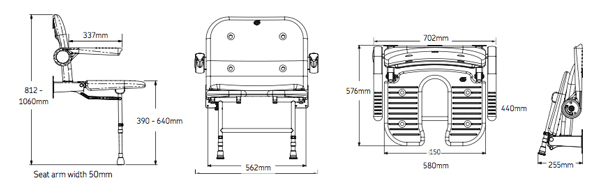 The Bariatric Extra Wide Horseshoe Shower Seat with Back and Arms with Blue Padding is for users up to 40 stone (254kg)