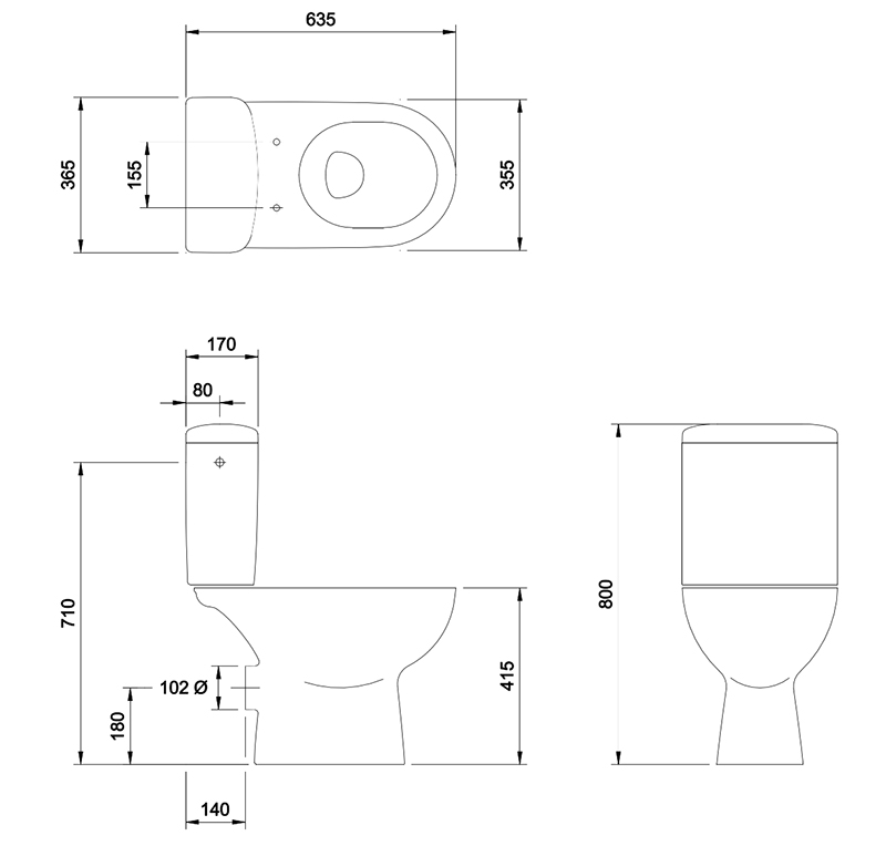 N&C Broadgate Close Coupled Toilet Pan and Cistern S7005858 & S7005859 & S7005860