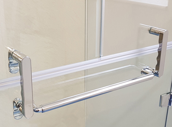 The beautiful Opulence range comes in a variety of options. The full height doors come with the illustrated handed and towel rail