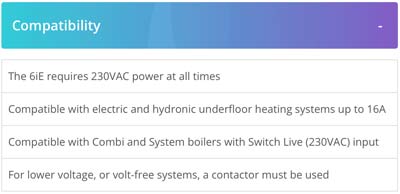 Warmup 6iE compatibility guide. Suitable for electric or water based heating systems.