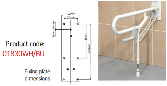 1800 Series | Fold Up Rails with Adjustable Support Leg 01830