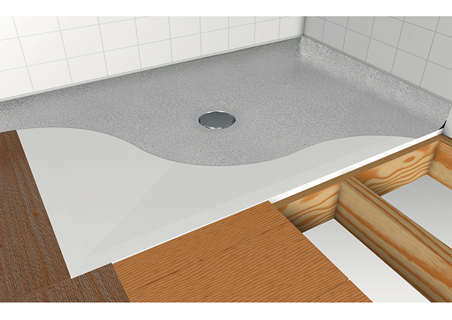 Impey sample image showing vinyl flooring and waste with chrome cover plate