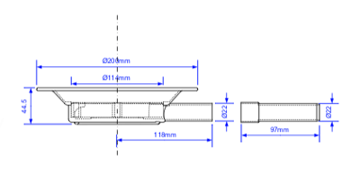 The McAlpine USG1 Pump Waste for vinyl flooring has a 22mm horizontal plain outlet for use with pumped waste