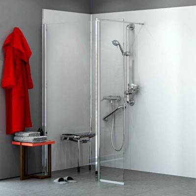 AKW Level Best Wall Hung Shower Screen with Deflector Panel