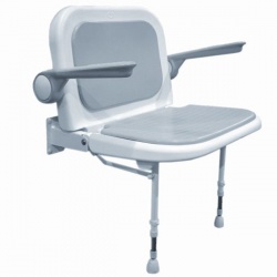 AKW Bariatric Extra Wide Shower Seat with Back and Arms - Grey