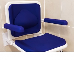 Padded Shower Seat with Full Length Back Rest & Optional Lumbar Support - Blue (07SS07B)