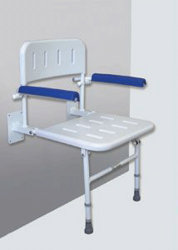 Shower Seat with Back and Arm Rests - Blue Arm Pads